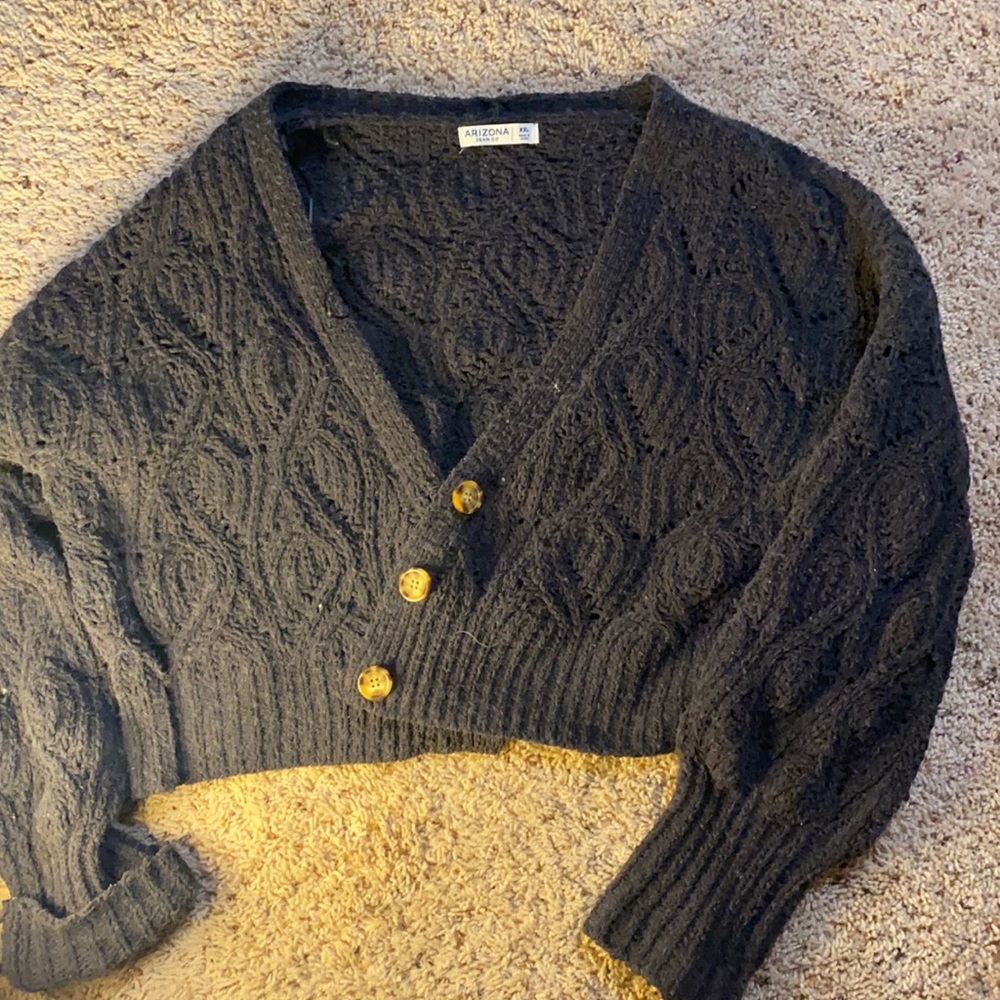 A grayish blackish cotton sweater from Arizona!